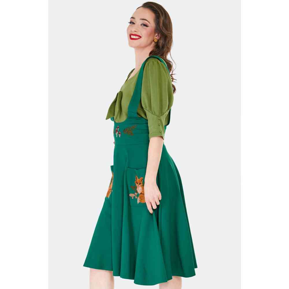 Voodoo Vixen - Forest Fox Pocket Flare Jupe - Vert